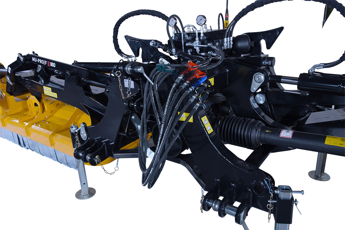 Aufgeräumt: Die Bordhydraulik mit derhydro-pneumatischen Auflagedruckentlastung MU-SOFA®.